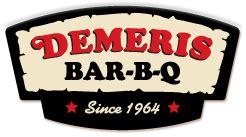 Demeris bbq - Frito pie topped with your choice of meat, beans, cheese, and bar-b-q sauce. $9.85. The Bar-Barito. 8" flour tortilla with your choice of bar-b-q meat, cheddar cheese, and bar-b-q sauce. $5.45. Fajita Taco. 8" flour tortilla with fajita meat, grilled peppers and onions and pico de gallo. $6.25.